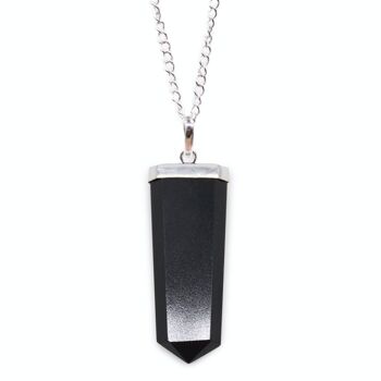 GPJ-10 - Pendentif crayon plat en pierres précieuses - Agate noire - Vendu en 1x unité/s par extérieur 1