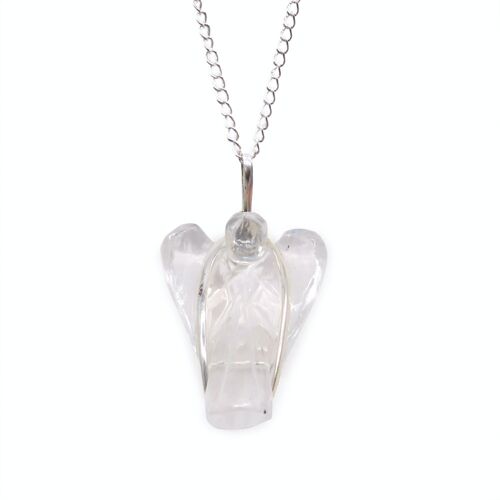 GPJ-16 - Gemstone Guardian Angel Pendant - Rock Quartz - Sold in 1x unit/s per outer