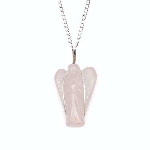 GPJ-17 - Gemstone Guardian Angel Pendant - Rose Quartz - Sold in 1x unit/s per outer