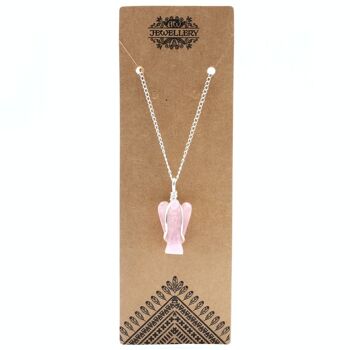 GPJ-17 - Pendentif ange gardien en pierres précieuses - Quartz rose - Vendu en 1x unité/s par extérieur 2