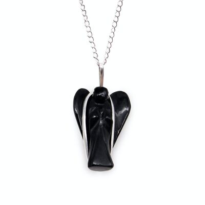 GPJ-20 - Gemstone Guardian Angel Pendant - Black Agate - Sold in 1x unit/s per outer