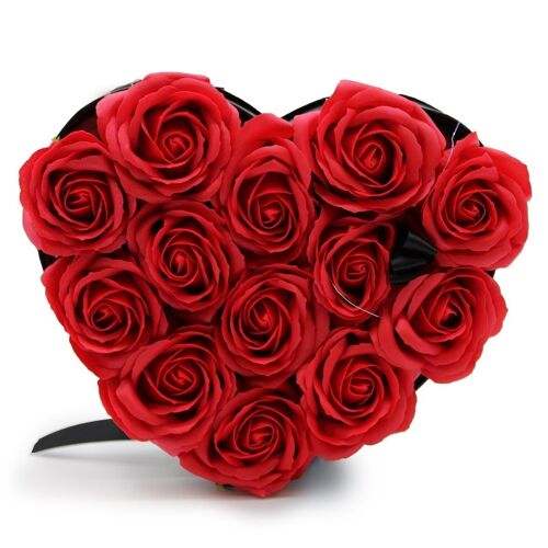 GSFB-02 - Soap Flower Gift Bouquet - 13 Red Roses - Heart - Sold in 1x unit/s per outer