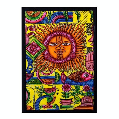 HBWA-03 – Wandkunst aus handgebürsteter Baumwolle – Sonne – Verkauft in 1x Einheit/en pro Außenseite