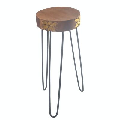 HPS-04 - Albasia Wood Plant Stand - Natural & gold detail - Sold in 1x unit/s per outer