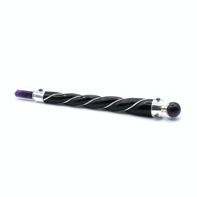 HWand-50 - Twisted Healing Wand - Silver Amethyst Sphere - Sold in 1x unit/s per outer