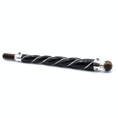 HWand-51 - Twisted Healing Wand - Copper Tiger Eye Star - Sold in 1x unit/s per outer