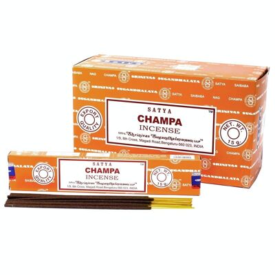 iSatya-12 - Satya Incense 15gm - Champa - Venduto in unità 12x per esterno