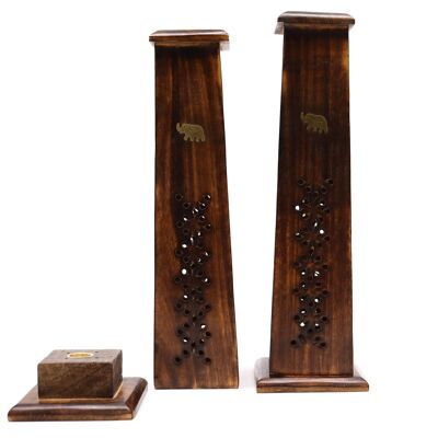 ISH-132M - Box of 2 Tapered Incense Tower - Mango Wood - Sold in 2x unit/s per outer