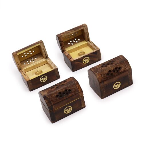 ISH-135M - Mini Incense Cone Smoke Box - Mango Wood - Sold in 8x unit/s per outer