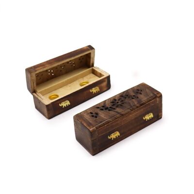 ISH-170M - Incense Cone Smoke Box 6" - Mango Wood - Sold in 4x unit/s per outer