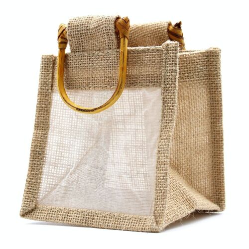 JCGB-01 - Pure Jute and Cotton Window Gift Bag - One Jar Natural - Sold in 10x unit/s per outer
