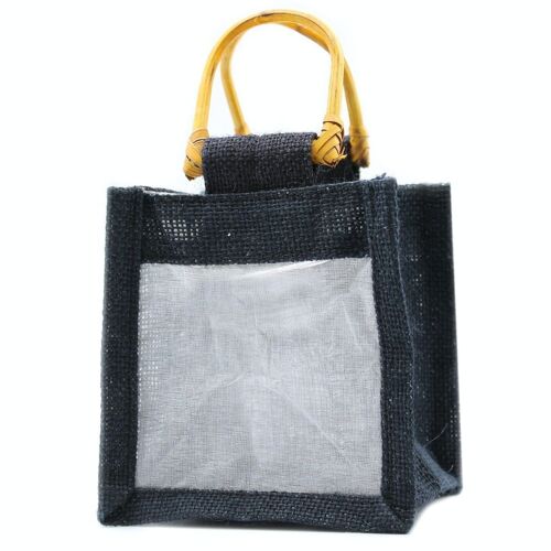 JCGB-07 - Pure Jute and Cotton Window Gift Bag - One Jar Black - Sold in 10x unit/s per outer