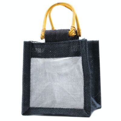 JCGB-07 - Pure Jute and Cotton Window Gift Bag - One Jar Black - Sold in 10x unit/s per outer