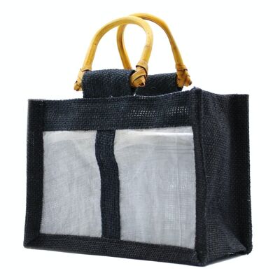 JCGB-08 - Pure Jute and Cotton Window Gift Bag - Two Jars Black - Sold in 10x unit/s per outer