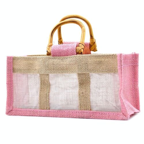 JCGB-12 - Pure Jute and Cotton Window Gift Bag - Three Jars Rose - Sold in 10x unit/s per outer
