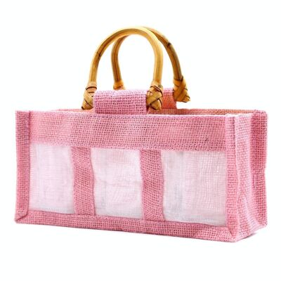 JCGB-15 - Pure Jute and Cotton Window Gift Bag - Three Jars Rose - Sold in 10x unit/s per outer