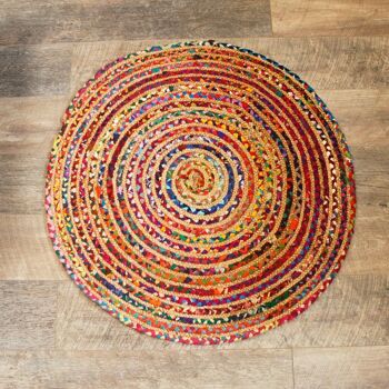 JRug-01 - Tapis rond en jute et coton recyclé - 90 cm - Vendu en 1x unité/s par extérieur 4