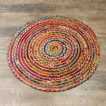 JRug-01 - Tapis rond en jute et coton recyclé - 90 cm - Vendu en 1x unité/s par extérieur 5