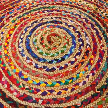 JRug-01 - Tapis rond en jute et coton recyclé - 90 cm - Vendu en 1x unité/s par extérieur 3