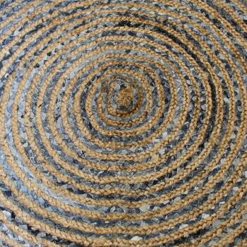 JRug-04 - Tapis rond en jute et denim recyclé - 90 cm - Vendu en 1x unité/s par extérieur 5