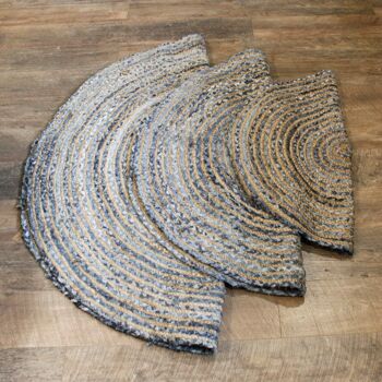 JRug-04 - Tapis rond en jute et denim recyclé - 90 cm - Vendu en 1x unité/s par extérieur 3