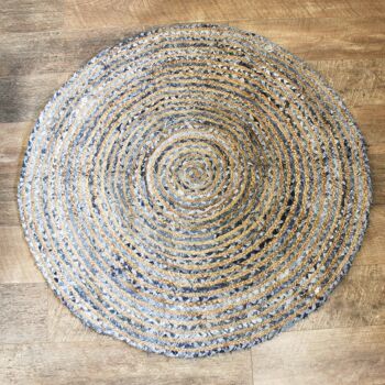 JRug-05 - Tapis rond en jute et denim recyclé - 120 cm - Vendu en 1x unité/s par extérieur 4