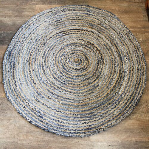 JRug-06 - Round Jute and Recycle Denim Rug - 150 cm - Sold in 1x unit/s per outer