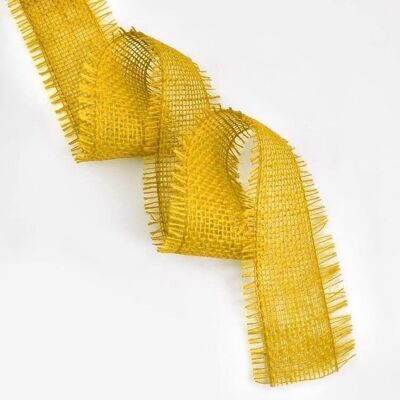 JuteRib-02 - Ruban de jute jaune 10 mètres x 6 cm - Vendu en 1x unité/s par extérieur