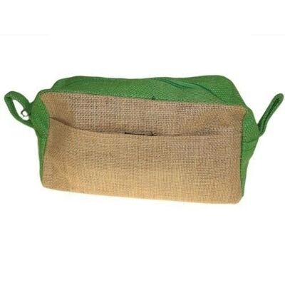 JuteTB-03 - Jute Toiletry Bag - Natural & Green - Sold in 6x unit/s per outer