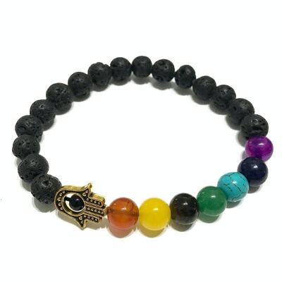 LavaSB-03 - Lava Stone Bracelet - Hamsa Chakra - Sold in 4x unit/s per outer