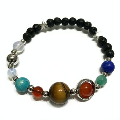 LavaSB-11 - Lava Stone Bracelet - Silver Solar System - Sold in 4x unit/s per outer