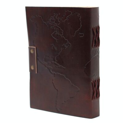 LBN-05 - Leather World Map Notebook (7x5") - Sold in 1x unit/s per outer