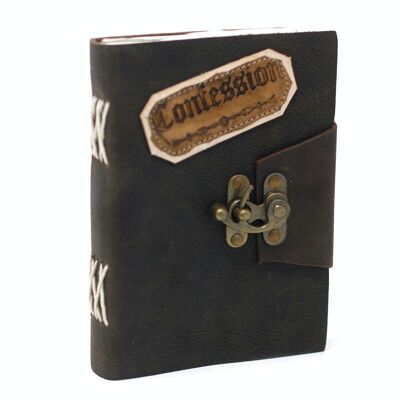 LBN-08 - Leather Black Confessions with Lock Notebook (7x5") - Sold in 1x unit/s per outer