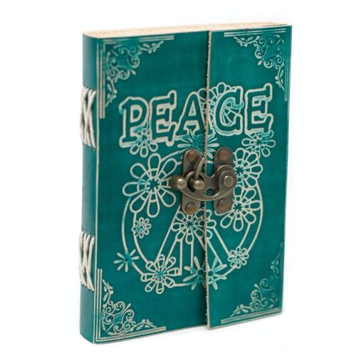 LBN-09 - Leather Green Peace with Lock Notebook (7x5") - Sold in 1x unit/s per outer