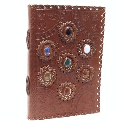 LBN-11 - Leather Chakra Stone Notebook (6x9") - Sold in 1x unit/s per outer