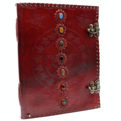 LBN-20 - Huge 7 Chakra Leather Book - 10x13" (200 pages) - Sold in 1x unit/s per outer