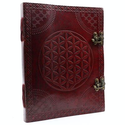 LBN-22 - Énorme livre en cuir Flower of Life 10x13" (200 pages) - Vendu en 1x unité/s par extérieur