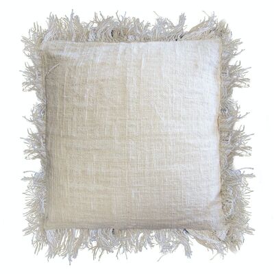 LinC-02 - Housse de coussin en lin 60x60cm avec frange - Vendu en 4x unité/s par extérieur