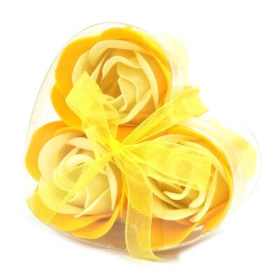 LSF-15 - Set di 3 scatole di fiori di sapone a forma di cuore - Rose primaverili - Venduto in 6 unità per esterno