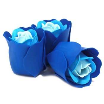 LSF-16 - Ensemble de 3 Boîtes Coeur de Fleur de Savon - Roses de Mariage Bleues - Vendu en 6x unité/s par extérieur 6