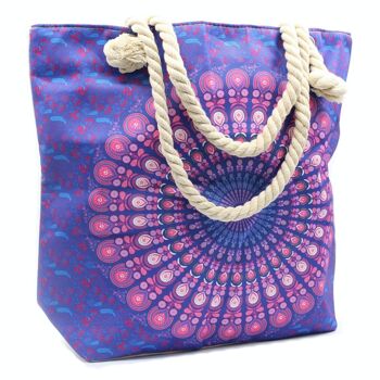 MAND-02 - Sac Mandala avec Poignée en Corde - Bleu Violet - Vendu en 1x unité/s par extérieur 4