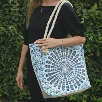 MAND-02 - Sac Mandala avec Poignée en Corde - Bleu Violet - Vendu en 1x unité/s par extérieur 3