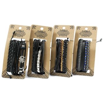 MBS-03 - Ensembles de bracelets pour hommes - Noir et macho (asst) - Vendus en 8x unité/s par extérieur 4