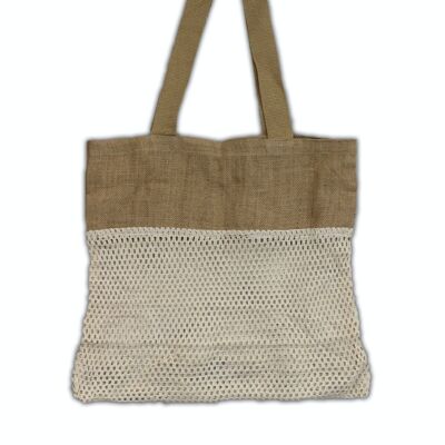 MeshB-05 - Pure Soft Jute and Cotton Mesh Bag - Natural - Sold in 6x unit/s per outer