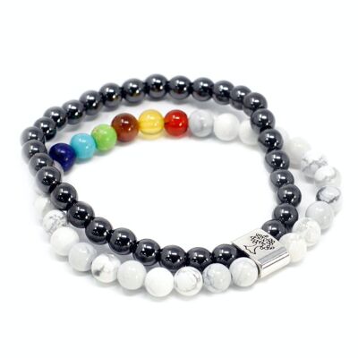 MGBS-12 - Magnetic Gemstone Bracelet - White Howlite Chackra - Sold in 3x unit/s per outer