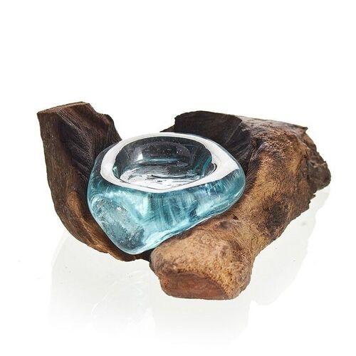 MGW-09 - Molten Glass on Wood - Candle Holder - Sold in 2x unit/s per outer