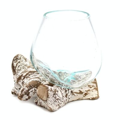 MGW-13 - Molten Glass on Whitewash Wood - Small Bowl - Sold in 1x unit/s per outer