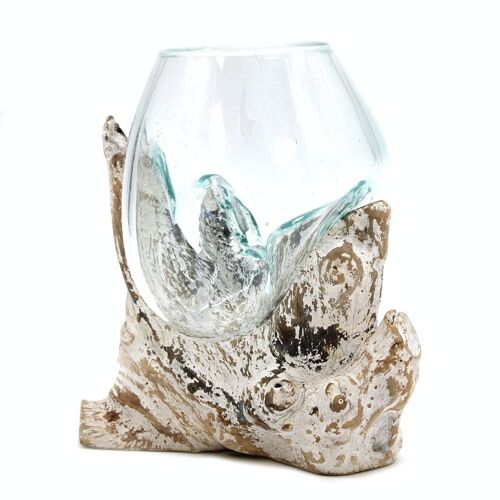 MGW-14 - Molten Glass on Whitewash Wood - Medium Bowl - Sold in 1x unit/s per outer