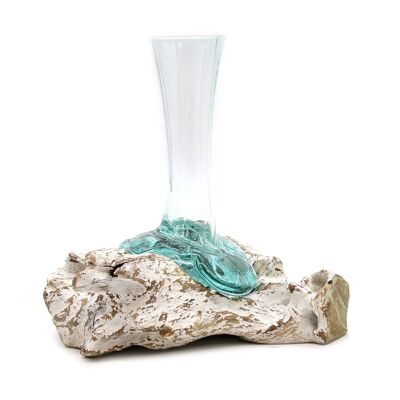 MGW-17 - Glass on Whitewash Wood - Vase - Medium - Sold in 4x unit/s per outer