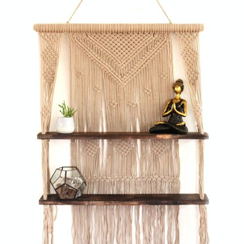 MHS-02 - Brown Macrame Hanging Shelves - Brown - Sold in 1x unit/s per outer